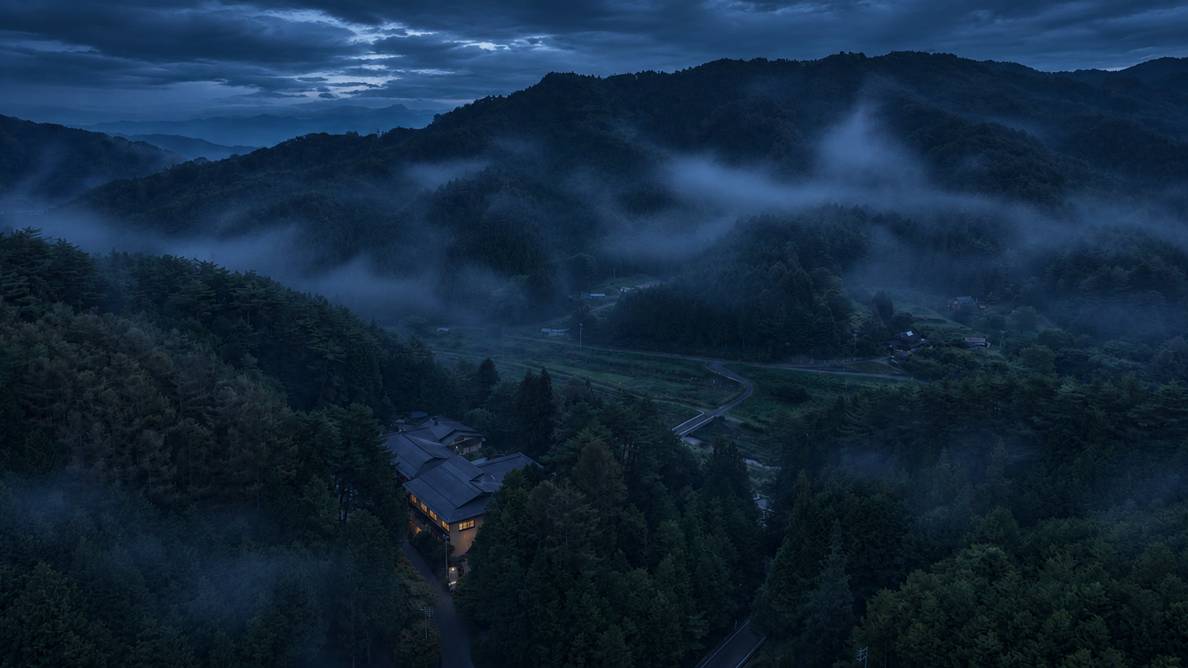 星が見えない夜の山里